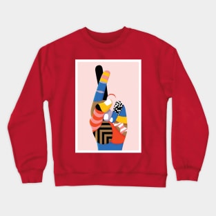 Finger Crossed Illustration Crewneck Sweatshirt